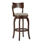 Sgabello da bar girevole in legno di caucciù beige/grigio scuro/grigio/marrone, con seduta imbottita e poggiapiedi, per 1 persona
