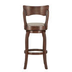 Sgabello da bar girevole in legno di caucciù beige/grigio scuro/grigio/marrone, con seduta imbottita e poggiapiedi, per 1 persona