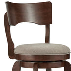 Sgabello da bar girevole in legno di caucciù beige/grigio scuro/grigio/marrone, con seduta imbottita e poggiapiedi, per 1 persona