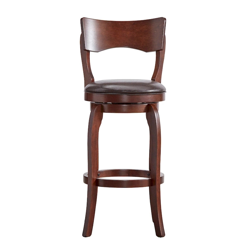 Sgabello da bar girevole in legno di caucciù beige/grigio scuro/grigio/marrone, con seduta imbottita e poggiapiedi, per 1 persona