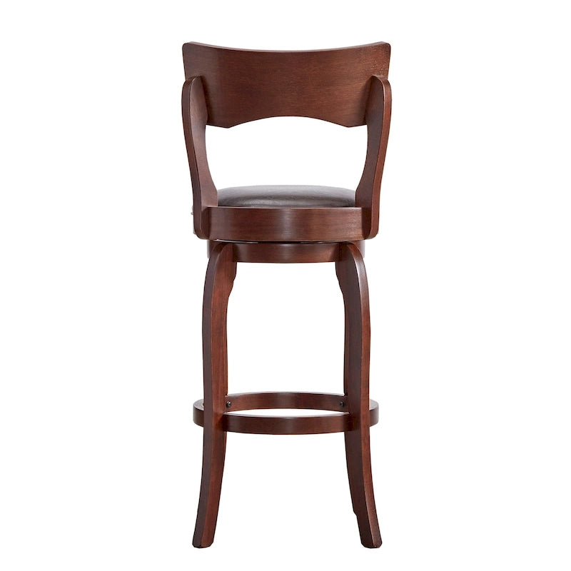 Sgabello da bar girevole in legno di caucciù beige/grigio scuro/grigio/marrone, con seduta imbottita e poggiapiedi, per 1 persona