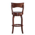 Sgabello da bar girevole in legno di caucciù beige/grigio scuro/grigio/marrone, con seduta imbottita e poggiapiedi, per 1 persona