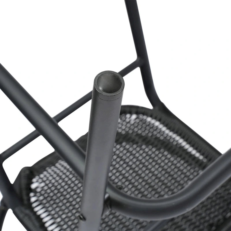 Sgabello da bar per interni/esterni in rattan PE nero/marrone medio/grigio con telaio e poggiapiedi in alluminio per 1 persona