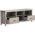 Mobile TV industriale in MDF nero con 4 scomparti aperti e 2 cassetti per 1 persona