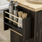 Carrello da Cucina in Quercia Marrone con Piano in Legno di Gomma, Portaspezie e Cassetti per 1 Persona