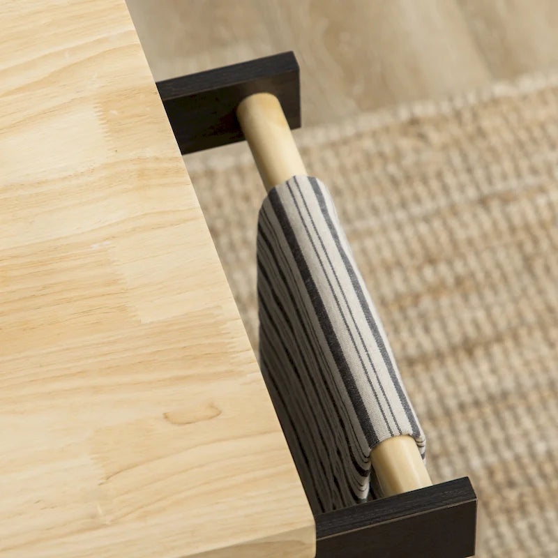 Carrello da Cucina in Quercia Marrone con Piano in Legno di Gomma, Portaspezie e Cassetti per 1 Persona