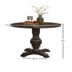 Tavolo da pranzo rotondo in MDF rivestito in rovere color espresso con base a piedistallo per 4 persone