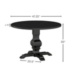 Tavolo da pranzo rotondo in MDF rivestito in rovere color espresso con base a piedistallo per 4 persone