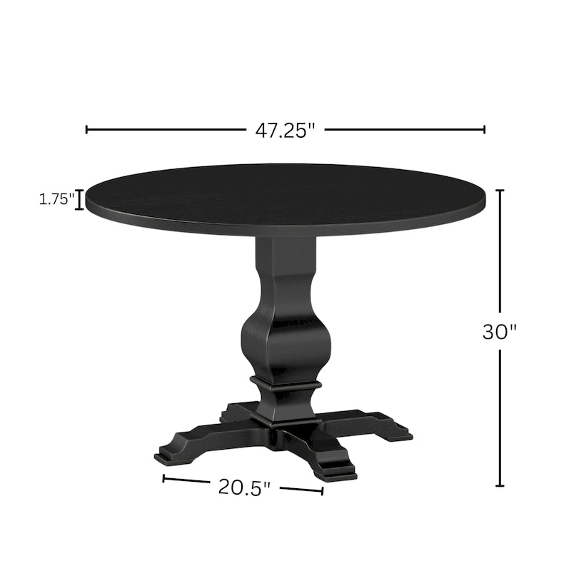 Tavolo da pranzo rotondo in MDF rivestito in rovere color espresso con base a piedistallo per 4 persone