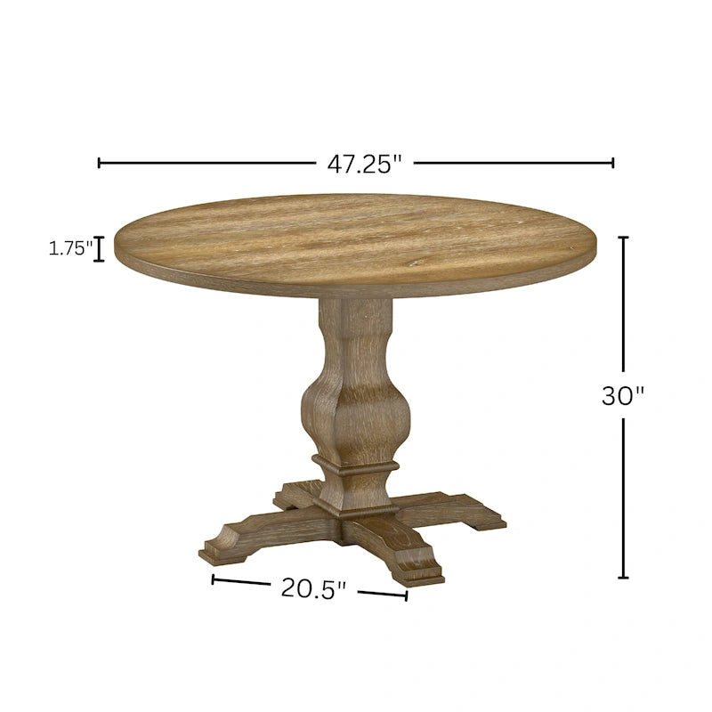 Tavolo da pranzo rotondo in MDF rivestito in rovere color espresso con base a piedistallo per 4 persone