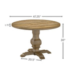 Tavolo da pranzo rotondo in MDF rivestito in rovere color espresso con base a piedistallo per 4 persone