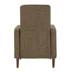 Poltrona reclinabile a spinta bicolore in lino caramello-beige/marrone chiaro, con schienale trapuntato in pelle rigenerata, per 1 persona
