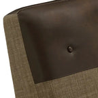 Poltrona reclinabile a spinta bicolore in lino caramello-beige/marrone chiaro, con schienale trapuntato in pelle rigenerata, per 1 persona