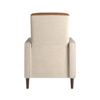 Poltrona reclinabile a spinta bicolore in lino caramello-beige/marrone chiaro, con schienale trapuntato in pelle rigenerata, per 1 persona