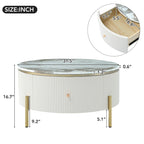 Tavolino rotondo in MDF bianco e oro/nero e oro con 2 cassetti per 1 persona