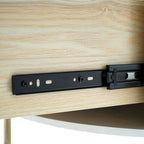 Tavolino rotondo in MDF bianco e oro/nero e oro con 2 cassetti per 1 persona