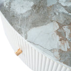 Tavolino rotondo in MDF bianco e oro/nero e oro con 2 cassetti per 1 persona