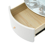 Tavolino rotondo in MDF bianco e oro/nero e oro con 2 cassetti per 1 persona