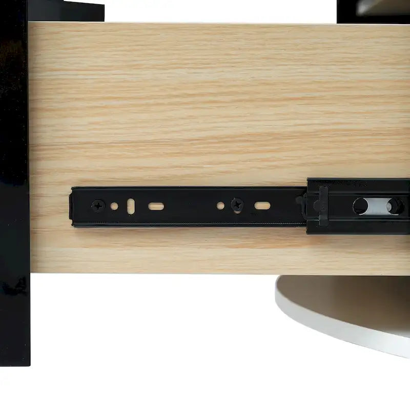 Tavolino rotondo in MDF bianco e oro/nero e oro con 2 cassetti per 1 persona