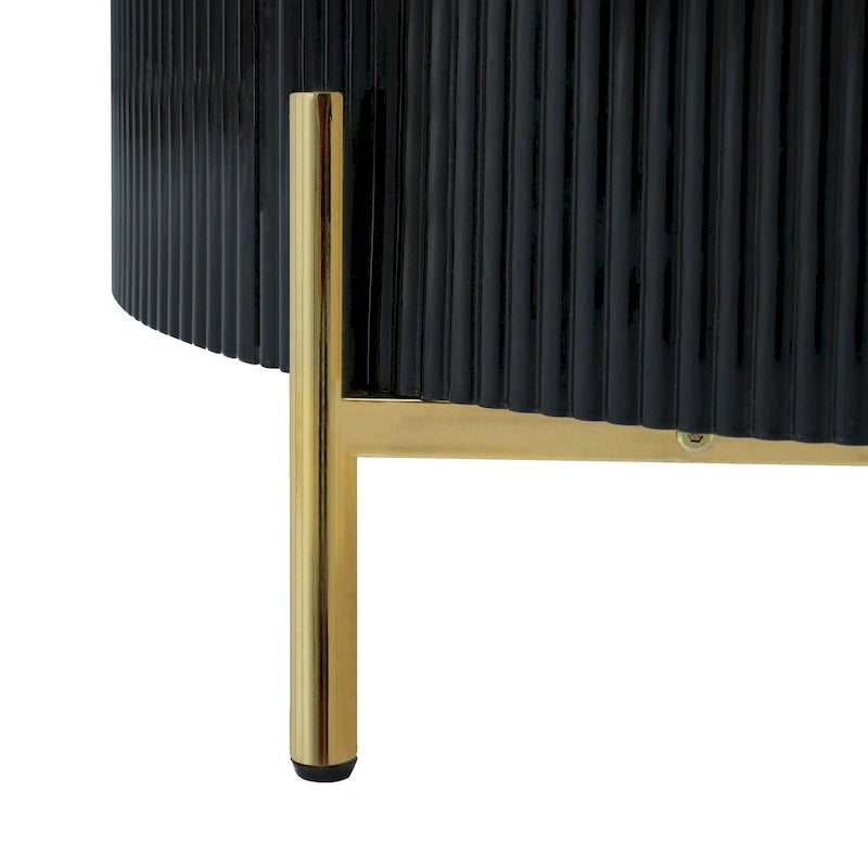 Tavolino rotondo in MDF bianco e oro/nero e oro con 2 cassetti per 1 persona