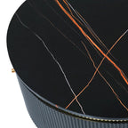 Tavolino rotondo in MDF bianco e oro/nero e oro con 2 cassetti per 1 persona