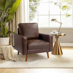 Poltrona per 1 persona in vera pelle Mid-Century Marrone / Blu scuro / Nera / Bordeaux / Cammello / Beige