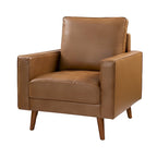 Poltrona per 1 persona in vera pelle Mid-Century Marrone / Blu scuro / Nera / Bordeaux / Cammello / Beige