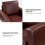 Poltrona per 1 persona in vera pelle Mid-Century Marrone / Blu scuro / Nera / Bordeaux / Cammello / Beige