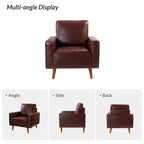 Poltrona per 1 persona in vera pelle Mid-Century Marrone / Blu scuro / Nera / Bordeaux / Cammello / Beige