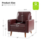 Poltrona per 1 persona in vera pelle Mid-Century Marrone / Blu scuro / Nera / Bordeaux / Cammello / Beige
