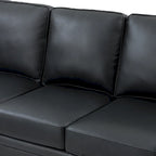 Divano a 3 posti di transizione in pelle blu navy/turchese/nero/marrone/cammello con borchie per 3 persone