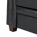 Divano a 3 posti di transizione in pelle blu navy/turchese/nero/marrone/cammello con borchie per 3 persone