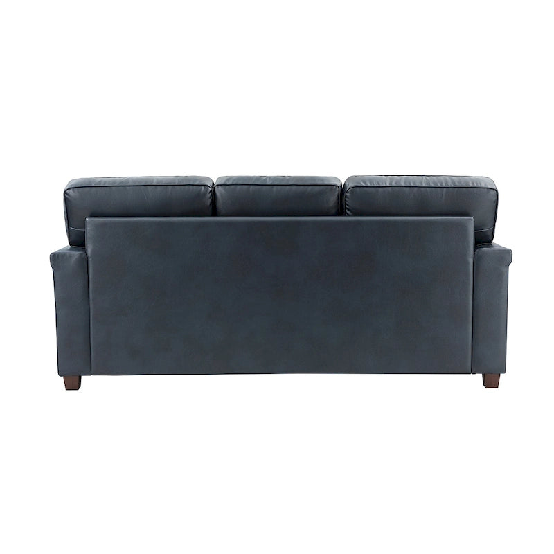 Divano a 3 posti di transizione in pelle blu navy/turchese/nero/marrone/cammello con borchie per 3 persone