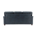 Divano a 3 posti di transizione in pelle blu navy/turchese/nero/marrone/cammello con borchie per 3 persone