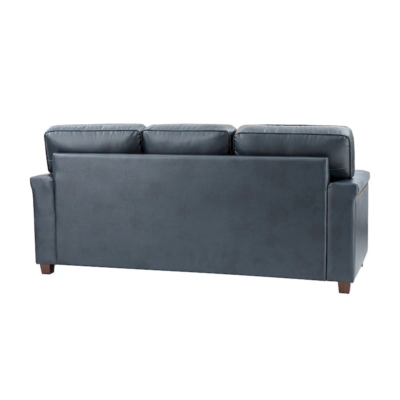 Divano a 3 posti di transizione in pelle blu navy/turchese/nero/marrone/cammello con borchie per 3 persone