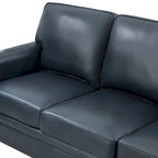 Divano a 3 posti di transizione in pelle blu navy/turchese/nero/marrone/cammello con borchie per 3 persone