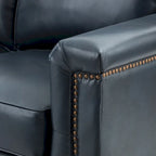 Divano a 3 posti di transizione in pelle blu navy/turchese/nero/marrone/cammello con borchie per 3 persone