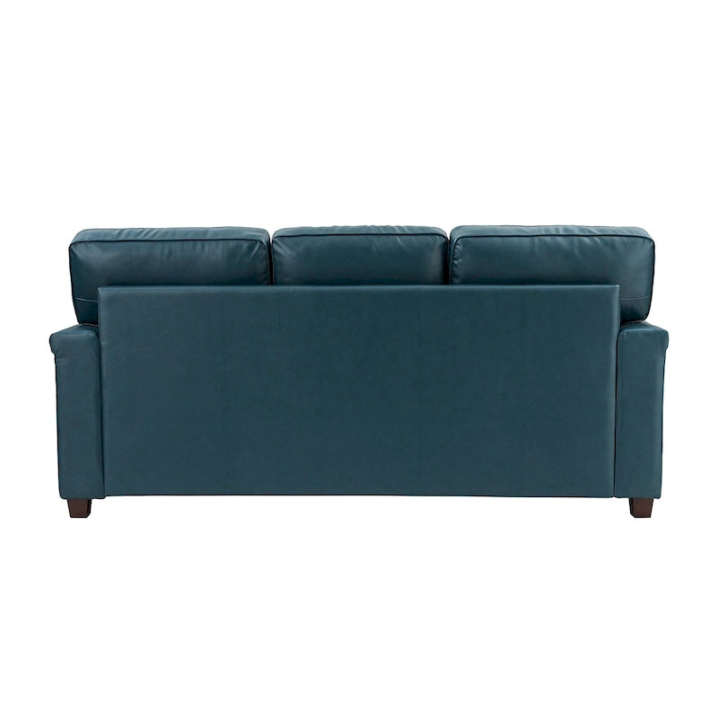 Divano a 3 posti di transizione in pelle blu navy/turchese/nero/marrone/cammello con borchie per 3 persone