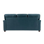 Divano a 3 posti di transizione in pelle blu navy/turchese/nero/marrone/cammello con borchie per 3 persone