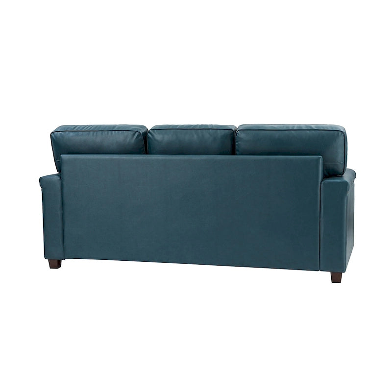 Divano a 3 posti di transizione in pelle blu navy/turchese/nero/marrone/cammello con borchie per 3 persone