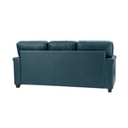 Divano a 3 posti di transizione in pelle blu navy/turchese/nero/marrone/cammello con borchie per 3 persone