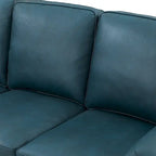 Divano a 3 posti di transizione in pelle blu navy/turchese/nero/marrone/cammello con borchie per 3 persone
