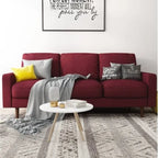 Divano moderno di metà secolo in velluto marrone/beige/rosso scuro/grigio/blu scuro con braccioli arrotolati e gambe in legno per 3 persone