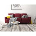 Divano moderno di metà secolo in velluto marrone/beige/rosso scuro/grigio/blu scuro con braccioli arrotolati e gambe in legno per 3 persone