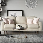 Divano moderno di metà secolo in velluto marrone/beige/rosso scuro/grigio/blu scuro con braccioli arrotolati e gambe in legno per 3 persone