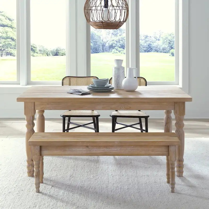 Tavolo da pranzo in pino massiccio stile rustico (farmhouse) per 6 persone: Driftwood / Legno di fienile / Grigio rustico / Bianco sporco rustico / Noce rustico