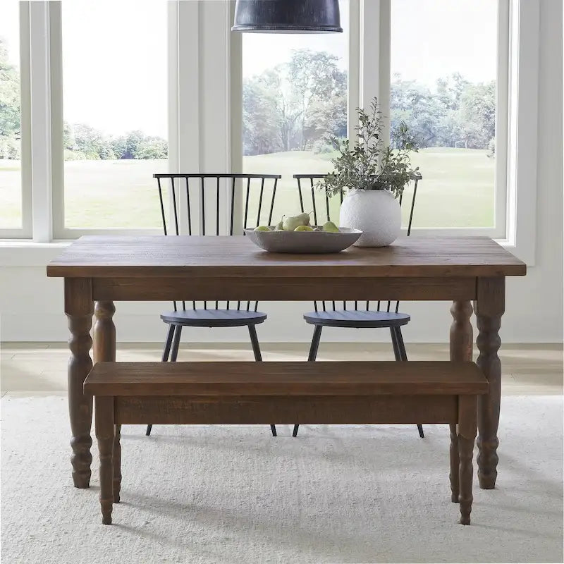 Tavolo da pranzo in pino massiccio stile rustico (farmhouse) per 6 persone: Driftwood / Legno di fienile / Grigio rustico / Bianco sporco rustico / Noce rustico