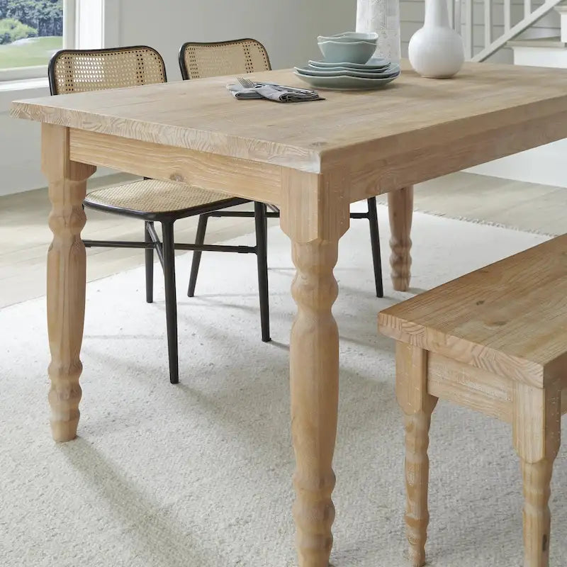 Tavolo da pranzo in pino massiccio stile rustico (farmhouse) per 6 persone: Driftwood / Legno di fienile / Grigio rustico / Bianco sporco rustico / Noce rustico