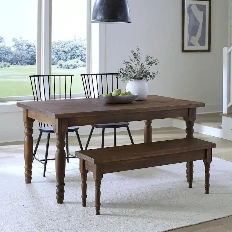 Tavolo da pranzo in pino massiccio stile rustico (farmhouse) per 6 persone: Driftwood / Legno di fienile / Grigio rustico / Bianco sporco rustico / Noce rustico