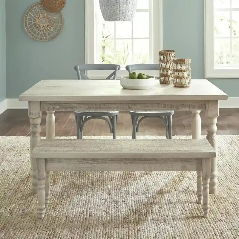 Tavolo da pranzo in pino massiccio stile rustico (farmhouse) per 6 persone: Driftwood / Legno di fienile / Grigio rustico / Bianco sporco rustico / Noce rustico